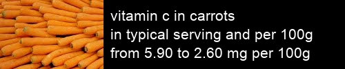 vitamin c in carrots information and values per serving and 100g